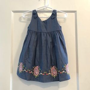 NWT Baby Chambray Dress w/Embr Paisley 12/18 mos